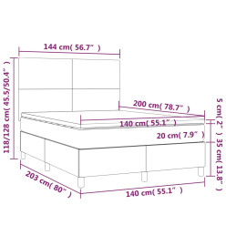 Sommier tapissier avec matelas et LED Crème 140x200 cm Tissu