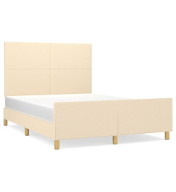 Cadre de lit avec tête de lit Crème 140x200 cm Tissu