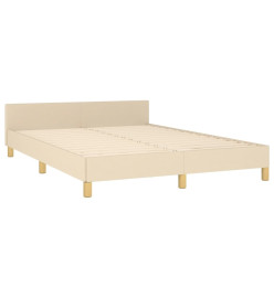 Cadre de lit avec tête de lit Crème 140x200 cm Tissu