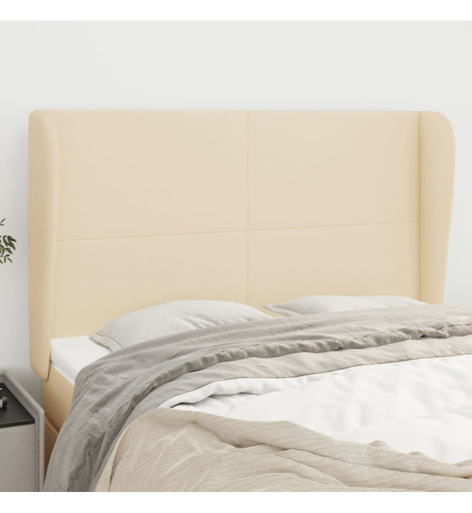 Tête de lit avec oreilles Crème 147x23x118/128 cm Tissu Tête de lit avec oreilles Crème 147x23x118/128 cm Tissu