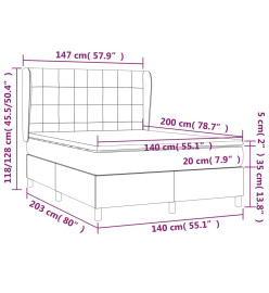 Lit à sommier tapissier avec matelas Taupe 140x200 cm Tissu