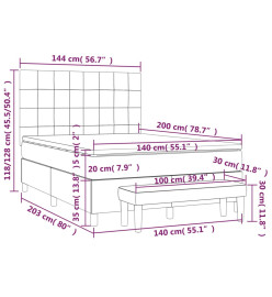 Lit à sommier tapissier avec matelas Taupe 140x200 cm Tissu