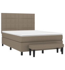 Lit à sommier tapissier avec matelas Taupe 140x190 cm Tissu