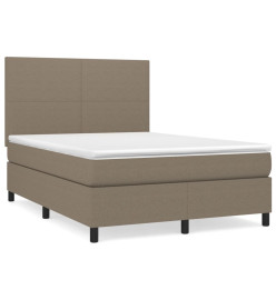Lit à sommier tapissier avec matelas Taupe 140x190 cm Tissu