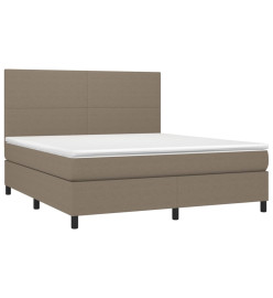 Sommier tapissier avec matelas et LED Taupe 160x200 cm Tissu