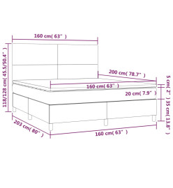 Sommier tapissier avec matelas et LED Taupe 160x200 cm Tissu