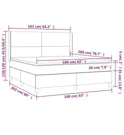 Lit à sommier tapissier avec matelas Bleu 160x200 cm Tissu