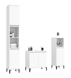 Ensemble de meubles salle de bain 3 pcs blanc bois d'ingénierie