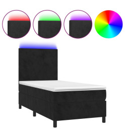 Sommier tapissier avec matelas et LED Noir 80x200cm Velours