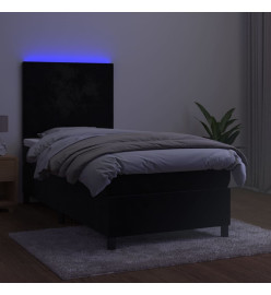 Sommier tapissier avec matelas et LED Noir 80x200cm Velours