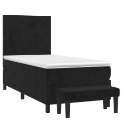 Lit à sommier tapissier et matelas Noir 80x200 cm Velours