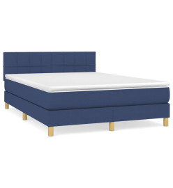 Lit à sommier tapissier avec matelas Bleu 140x190 cm Tissu