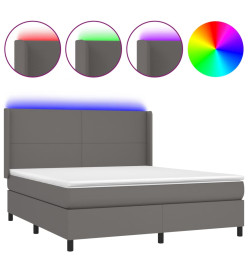 Sommier tapissier et matelas et LED Gris 160x200 cm Similicuir