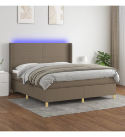 Sommier tapissier avec matelas et LED Taupe 160x200 cm Tissu