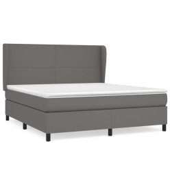Lit à sommier tapissier avec matelas Gris 160x200 cm Similicuir