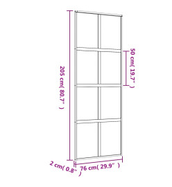 Porte coulissante doré 76x205 cm verre ESG dépoli et aluminium