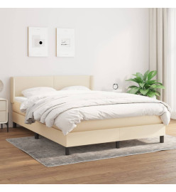 Lit à sommier tapissier avec matelas Crème 140x190 cm Tissu