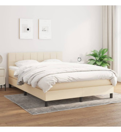 Lit à sommier tapissier avec matelas Crème 140x190 cm Tissu