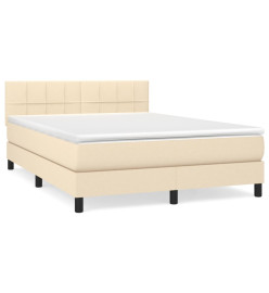 Lit à sommier tapissier avec matelas Crème 140x190 cm Tissu