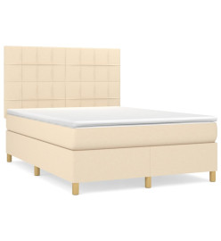 Lit à sommier tapissier avec matelas Crème 140x190 cm Tissu