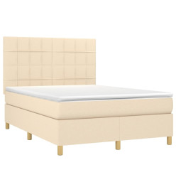 Lit à sommier tapissier avec matelas Crème 140x190 cm Tissu
