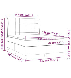 Lit à sommier tapissier avec matelas Crème 140x190 cm Tissu