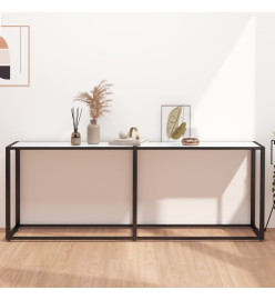 Table console Marbre blanc 200x35x75,5 cm Verre trempé