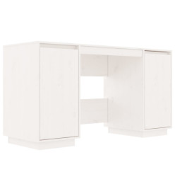 Bureau Blanc 140x50x75 cm Bois massif de pin