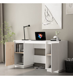 Bureau Blanc 140x50x75 cm Bois massif de pin