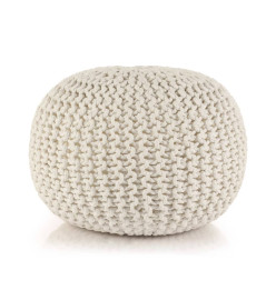 Pouf tricoté à la main Coton 50 x 35 cm Blanc