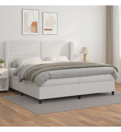 Lit à sommier tapissier avec matelas Blanc 200x200cm Similicuir