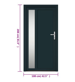 Porte d'entrée anthracite 108x208 cm PVC