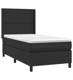 Sommier tapissier avec matelas et LED Noir 90x200 cm Similicuir