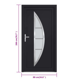 Porte d'entrée anthracite 88x200 cm PVC