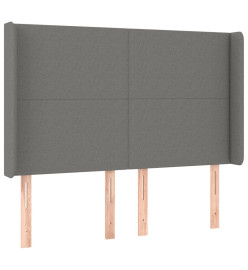 Tête de lit avec oreilles Gris foncé 147x16x118/128 cm Tissu