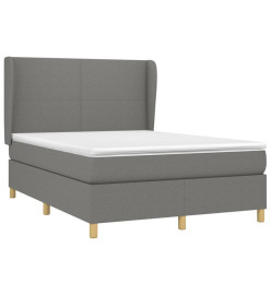 Lit à sommier tapissier avec matelas Gris foncé 140x200cm Tissu