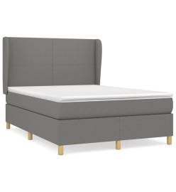 Lit à sommier tapissier avec matelas Gris foncé 140x190cm Tissu