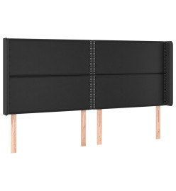 Tête de lit avec oreilles Noir 183x16x118/128 cm Similicuir