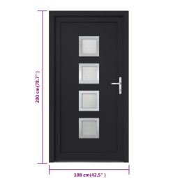 Porte d'entrée anthracite 108x200 cm PVC