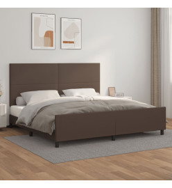 Cadre de lit avec tête de lit Marron 200x200 cm Similicuir
