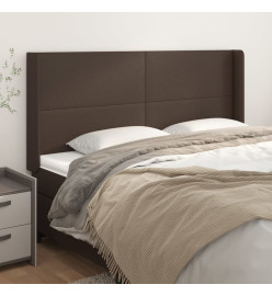 Tête de lit avec oreilles Marron 203x16x118/128 cm Similicuir