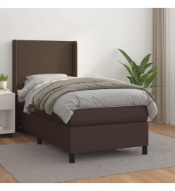 Lit à sommier tapissier avec matelas Marron 100x200 cm