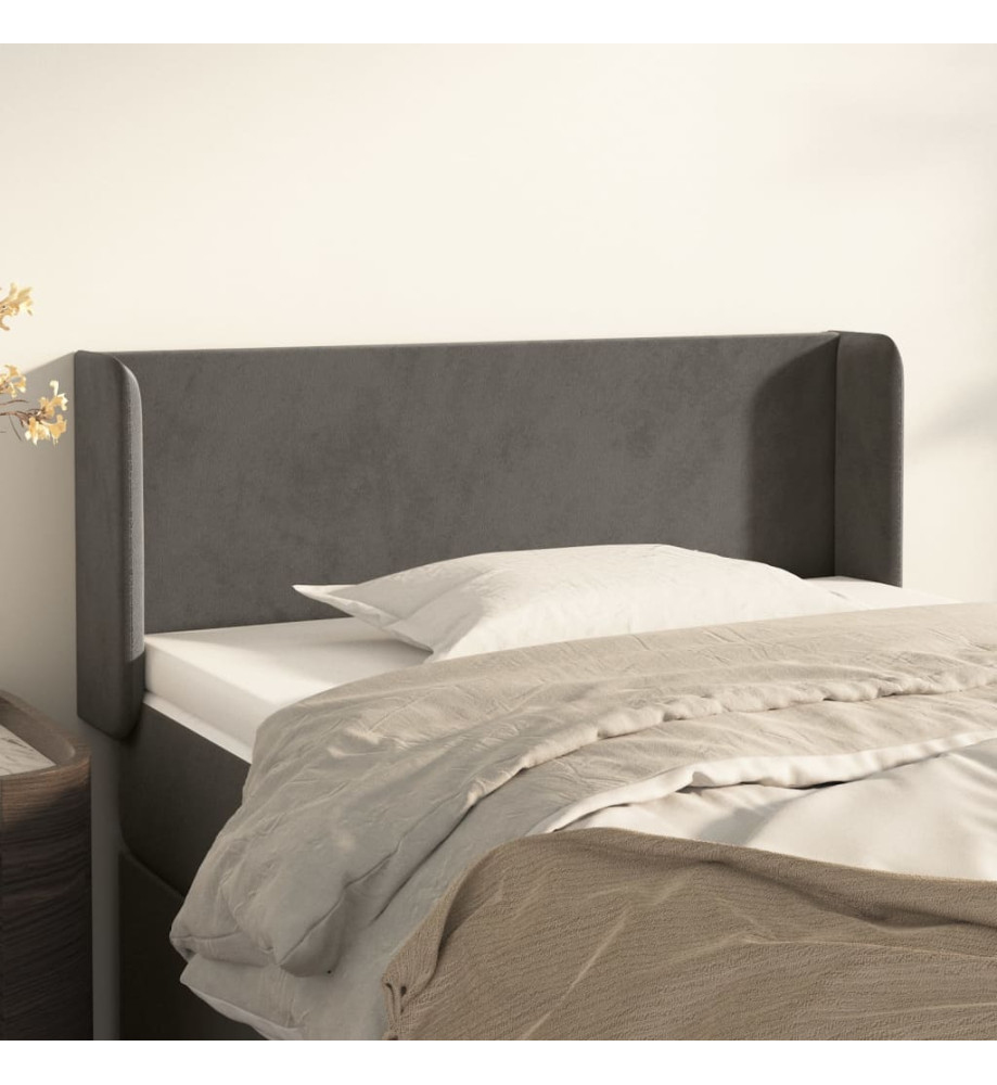 Tête de lit avec oreilles Gris foncé 93x16x78/88 cm Velours Tête de lit avec oreilles Gris foncé 93x16x78/88 cm Velours