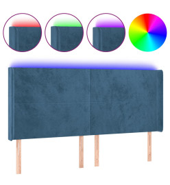 Tête de lit à LED Bleu foncé 183x16x118/128 cm Velours