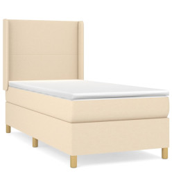 Lit à sommier tapissier avec matelas Crème 100x200 cm Tissu