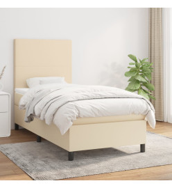 Lit à sommier tapissier avec matelas Crème 100x200 cm Tissu