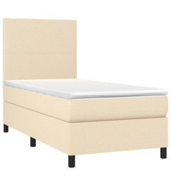 Lit à sommier tapissier avec matelas Crème 100x200 cm Tissu