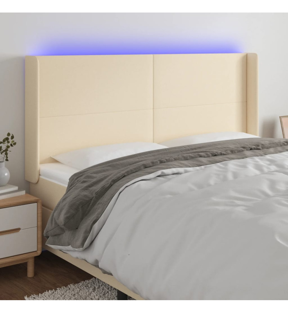 Tête de lit à LED Crème 203x16x118/128 cm Tissu Tête de lit à LED Crème 203x16x118/128 cm Tissu