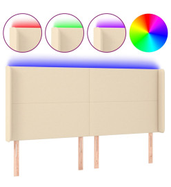 Tête de lit à LED Crème 203x16x118/128 cm Tissu