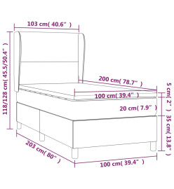 Sommier tapissier avec matelas et LED Crème 100x200 cm Tissu